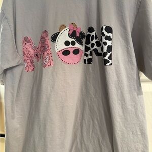 Gray Kids Shirt with Cow Print Design
